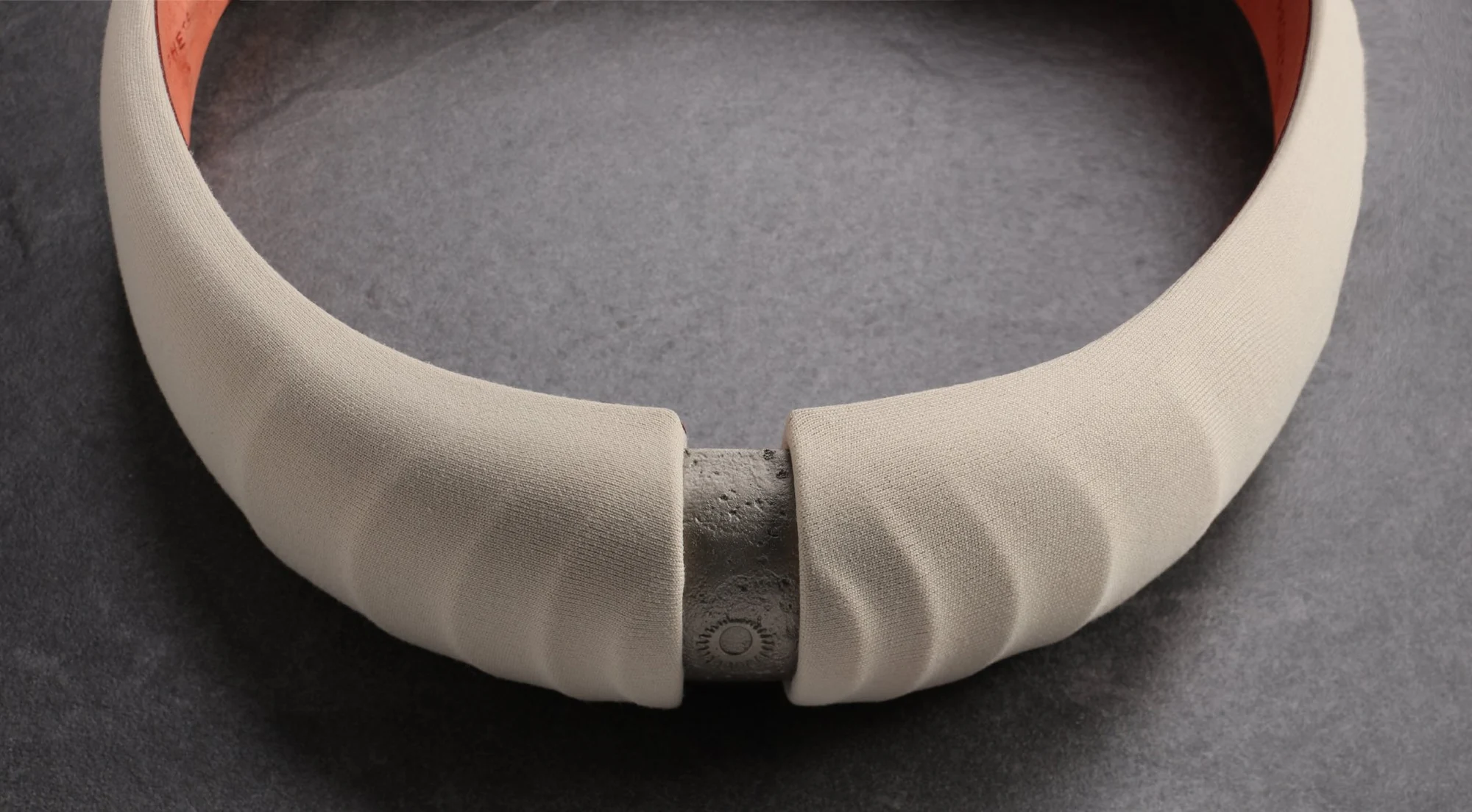 Halo headband, showing the complete textile-covered form