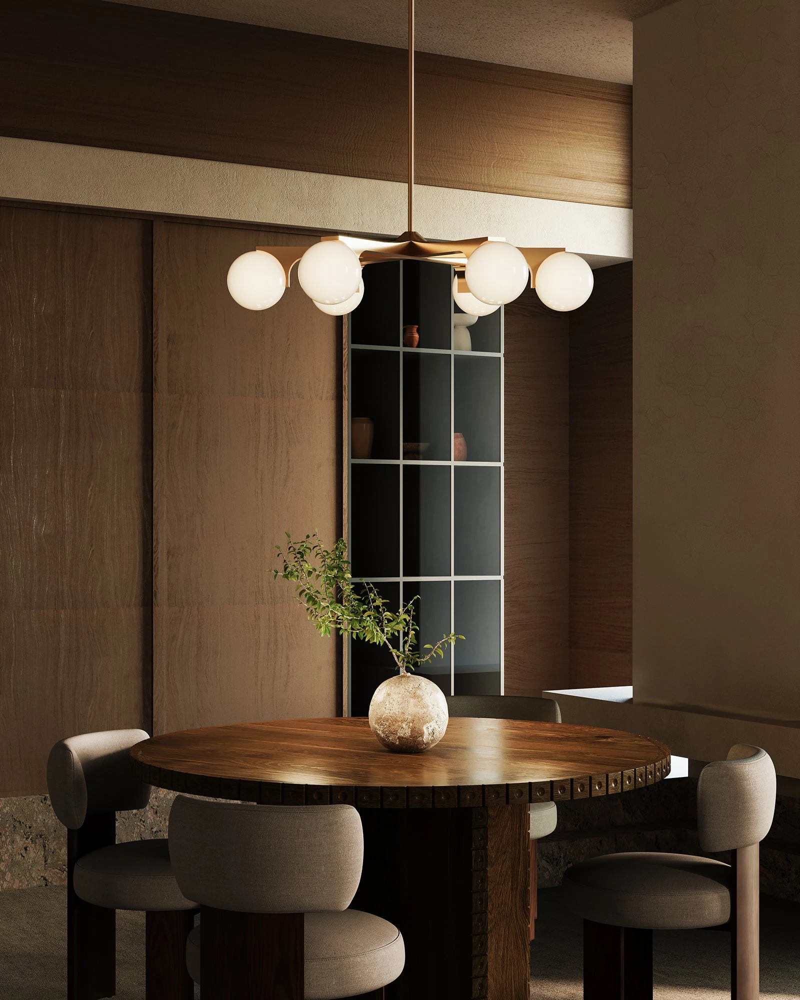 Briar chandelier shown in a dining room