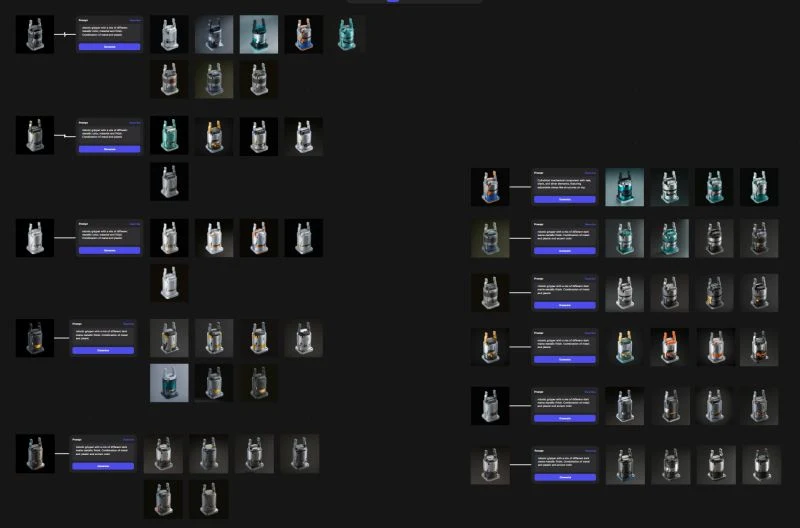 A board of generated colour and finish variations